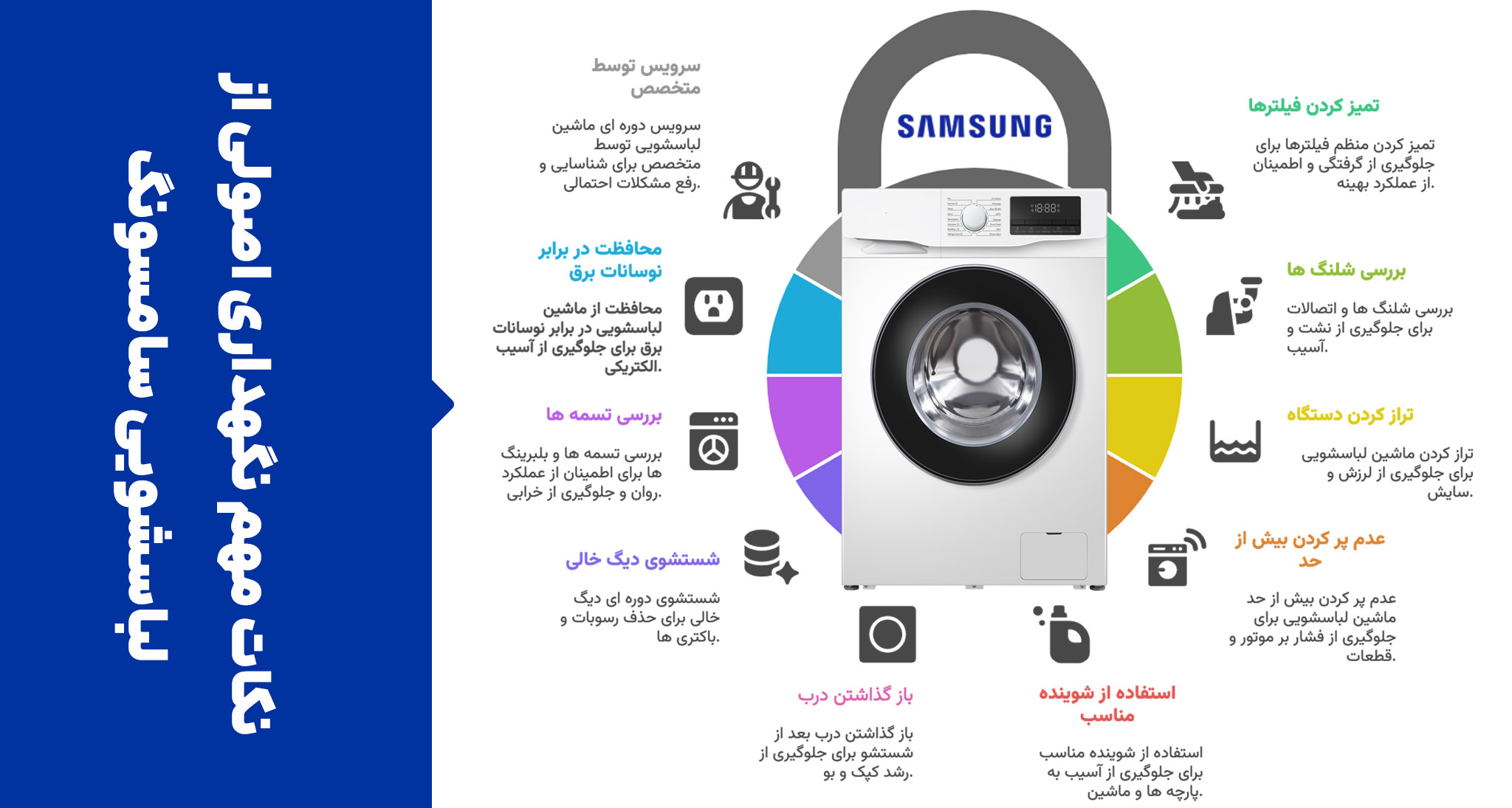 نگهداری اصولی از لباسشویی سامسونگ