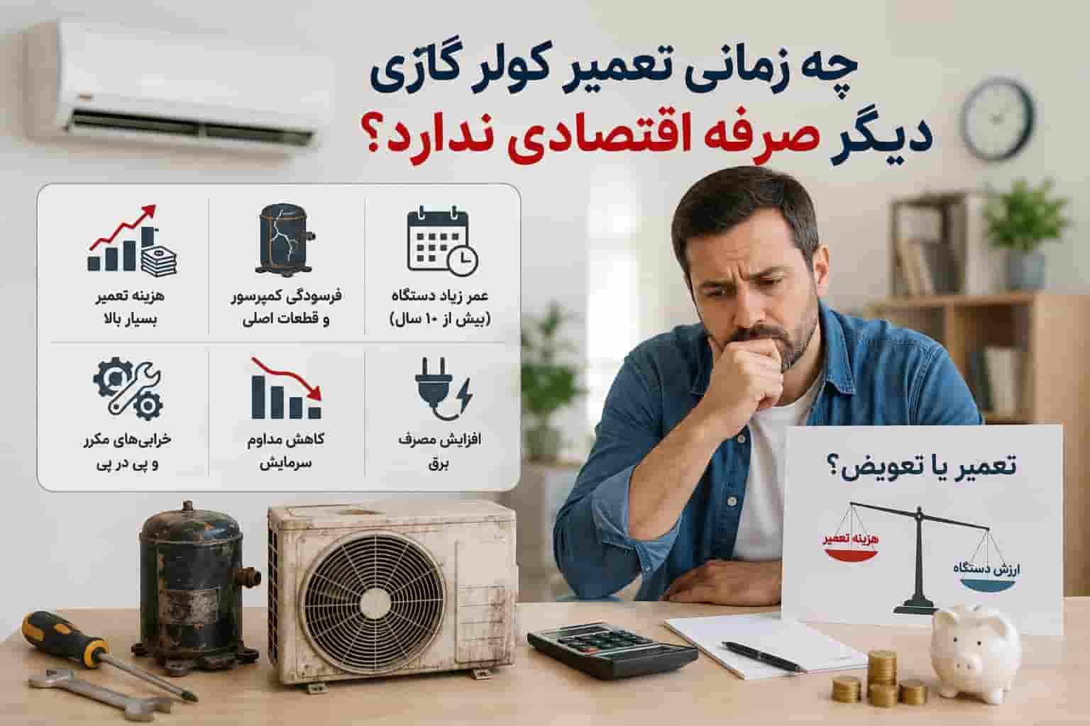 چه زمانی تعمیر کولر گازی دیگر صرفه اقتصادی ندارد؟